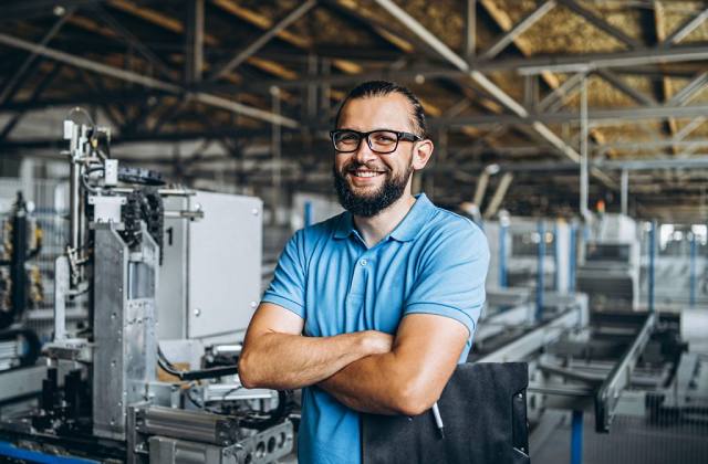 Stock image of a worker in a factory