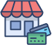 storefront with credit card icon