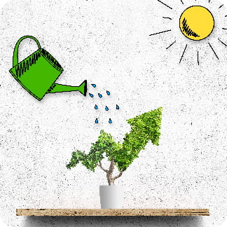 Business Money Market Accounts - Stock image of an arrow shaped plant being watered