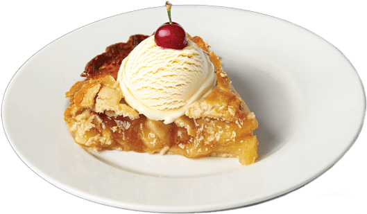 stock image of apple pie with ice cream on a plate